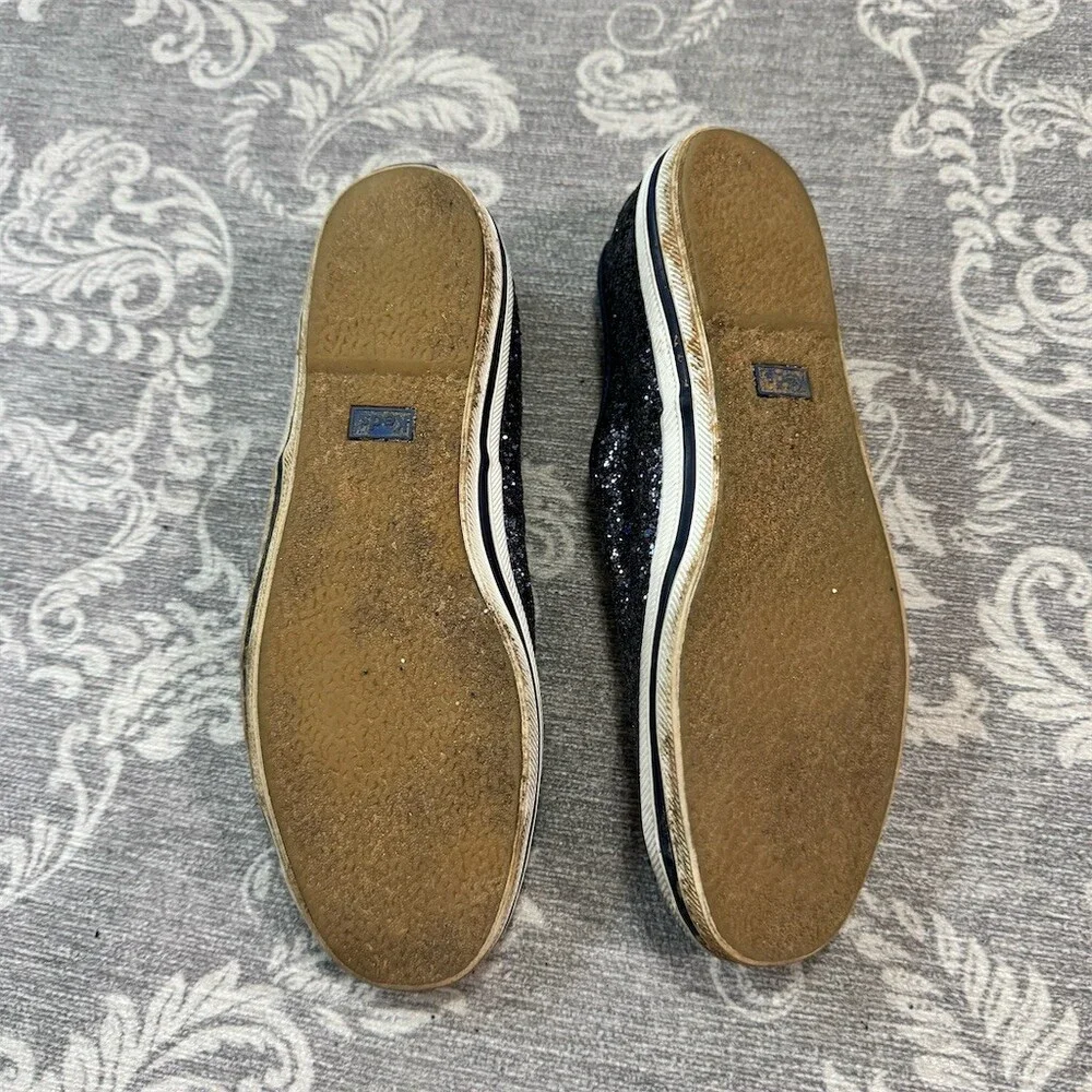 Keds x Kate Spade New York Womens Glitter Low Top Sneakers Navy Blue